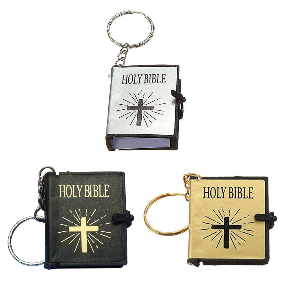 Kids Amor Present Freesooth Bible Keychain 12 PCS Miniature Real Bible Key Chains Handbag Pendant Xmas Gift with Magnifying