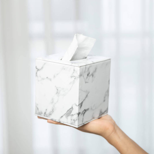 SUNYUROU Tissue Box Cover,Tissue Box Cover Square,Marble Stripes